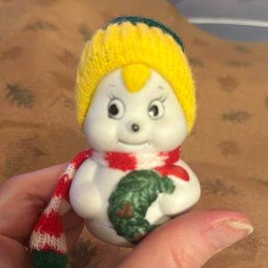 Vintage Giftco Snow Bells Bisque Porcelain Bell Snowman Ornament/no box